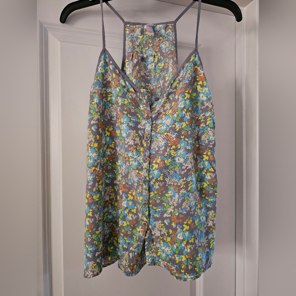 Floral Spaghetti Strap Top - Multicolor